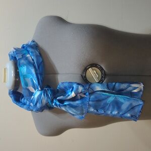 Iridescent Blue Silk Scarf